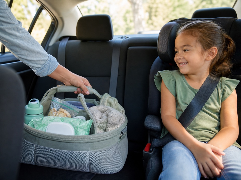 Prepared car kit with practical parenting-time backup supplies