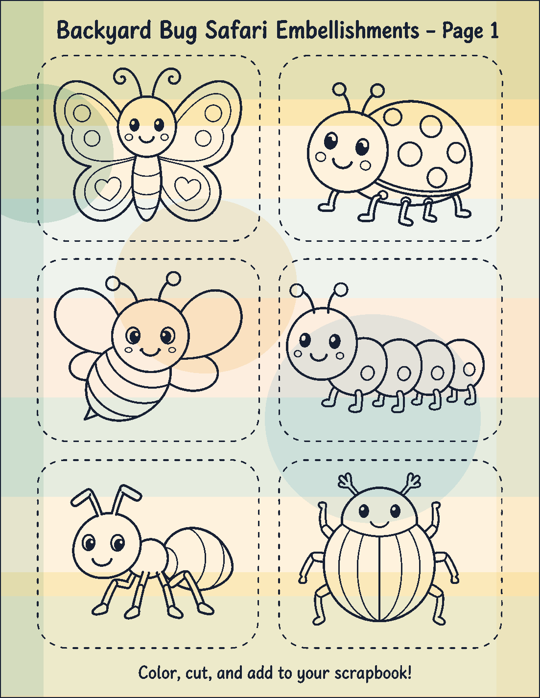 Backyard Bug Safari embellishments page 1 color version preview