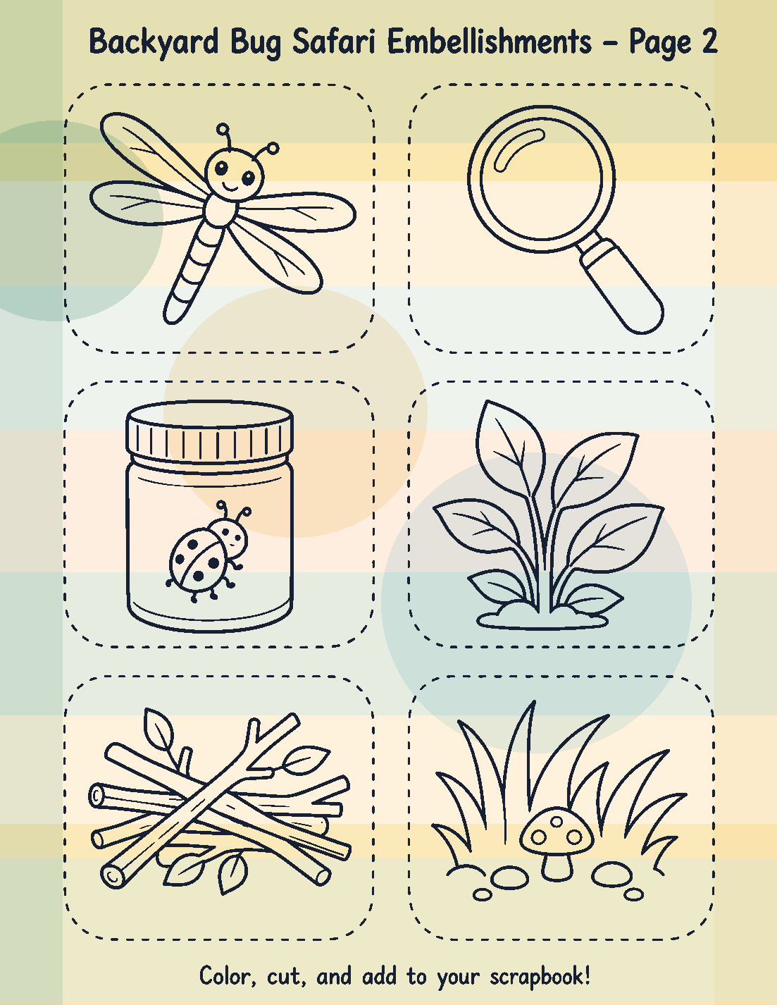 Backyard Bug Safari embellishments page 2 color version preview