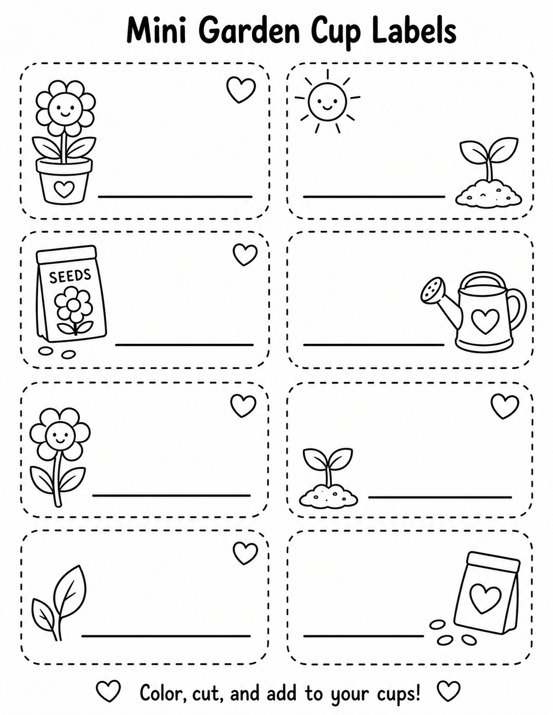 Mini Garden cup labels preview