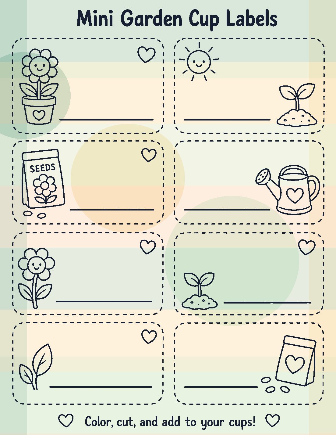 Mini Garden cup labels color version preview